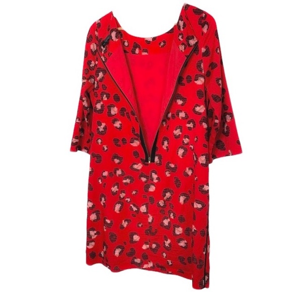 THE LIMITED Red Animal Print 3/4 Sleeve Shift Dress size L - Picture 7 of 14